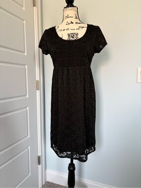 Laundry by Design Black Lace Short Sleeve Dress